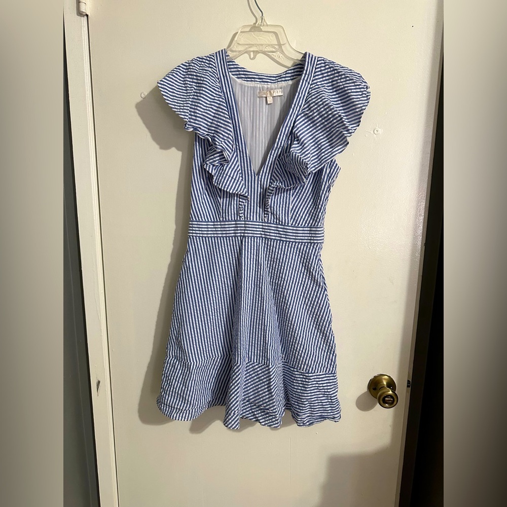 wayf striped blue and white dress. NWOT